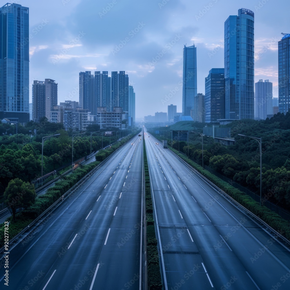 empty highway with cityscape and skyline of chengdu,China. empty highway with cityscape and skyline of chengdu,China.