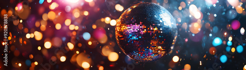 Disco Ball with Colorful Bokeh Lights 3D Illustration