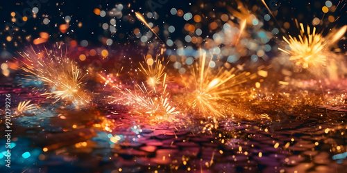 Abstract Background With Sparkling Golden Lights And Bokeh