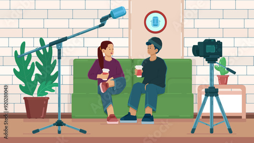 Vector Illustration of Behind The Scene Making Podcast.