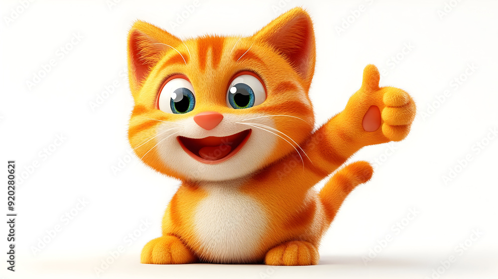 A cheerful cartoon orange cat with big eyes giving a thumbs-up. A cheerful cartoon orange cat with big eyes giving a thumbs-up.