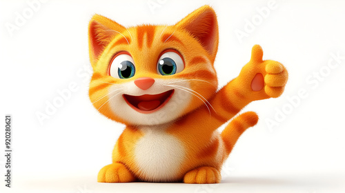 Wallpaper Mural A cheerful cartoon orange cat with big eyes giving a thumbs-up. Torontodigital.ca
