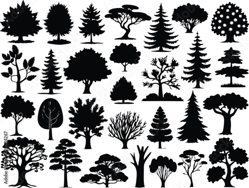 Vector Palm tree silhouette icons set