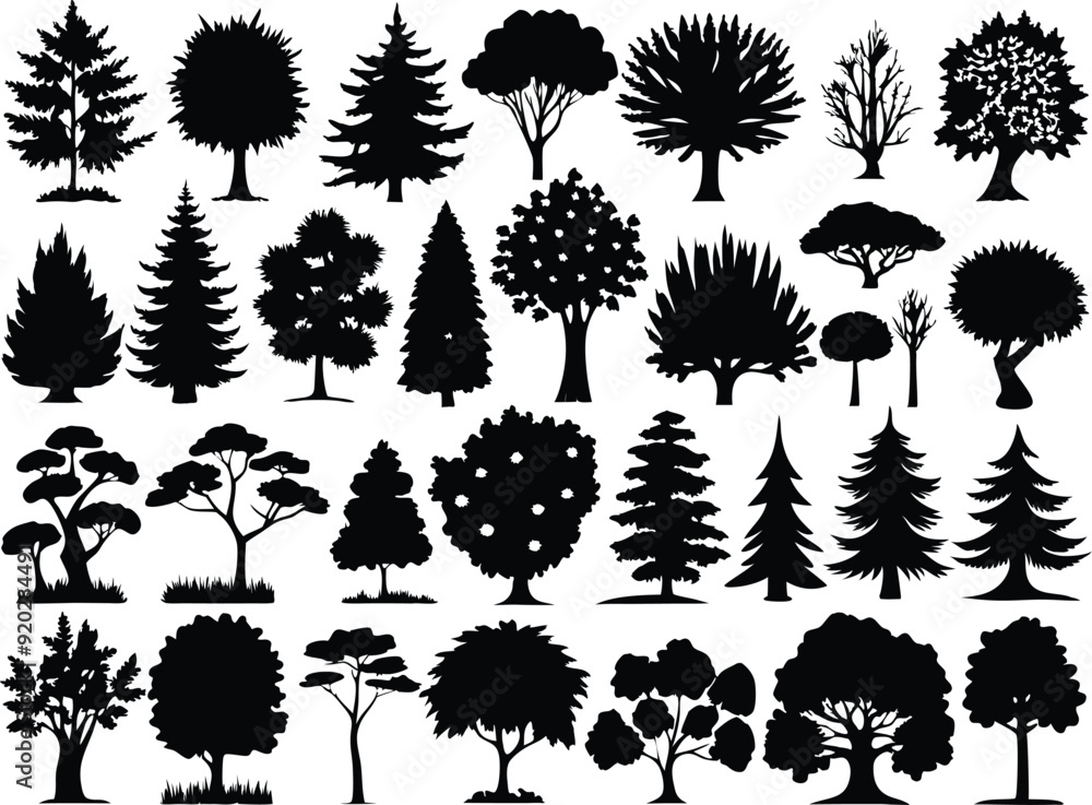 Fototapeta premium Vector Palm tree silhouette icons set