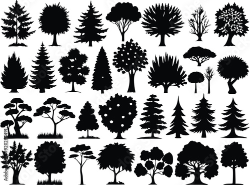 Vector Palm tree silhouette icons set