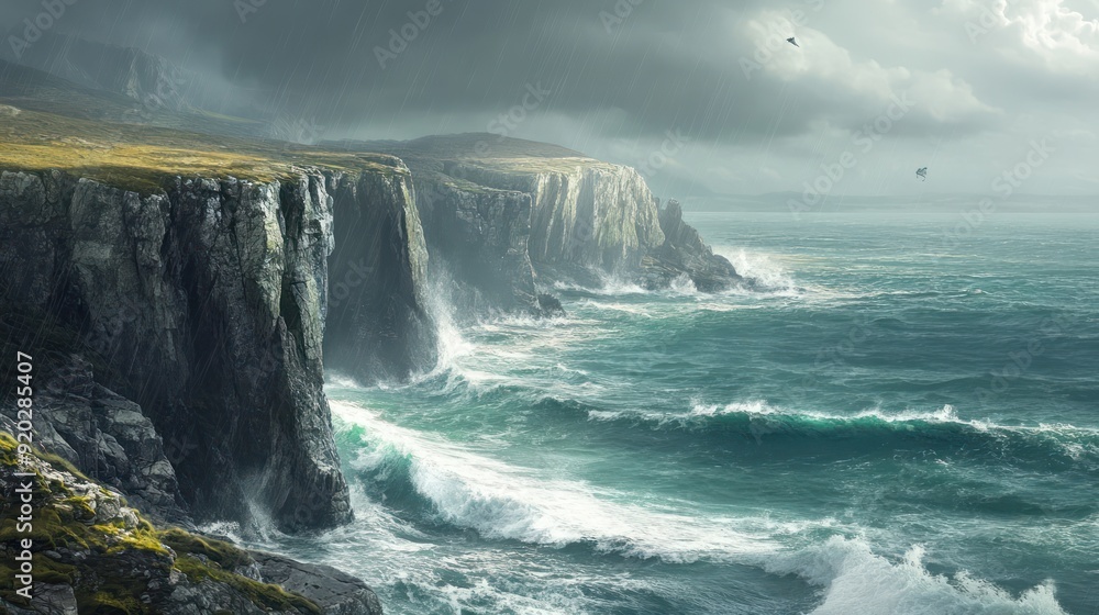 Stormy Seascape with Dramatic Cliffs Stormy Seascape with Dramatic Cliffs