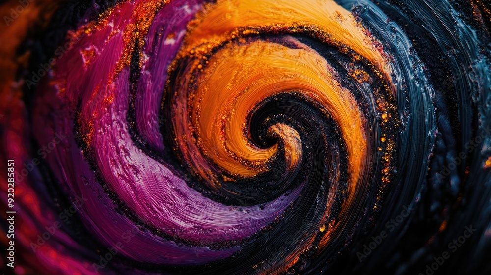 Paint Swirl on Black Surface Paint Swirl on Black Surface