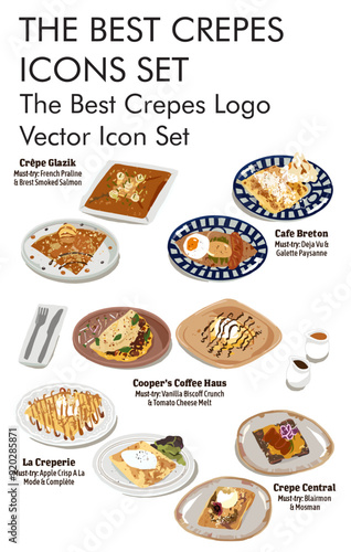 The best crepes logo vector icon set
