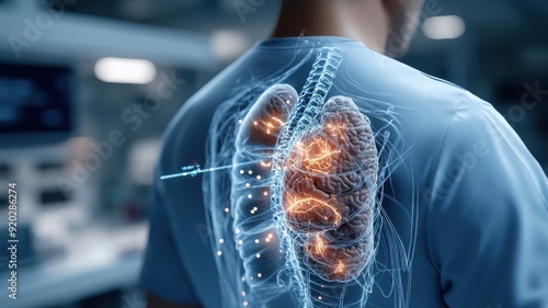 Translucent human torso revealing glowing digestive system.
