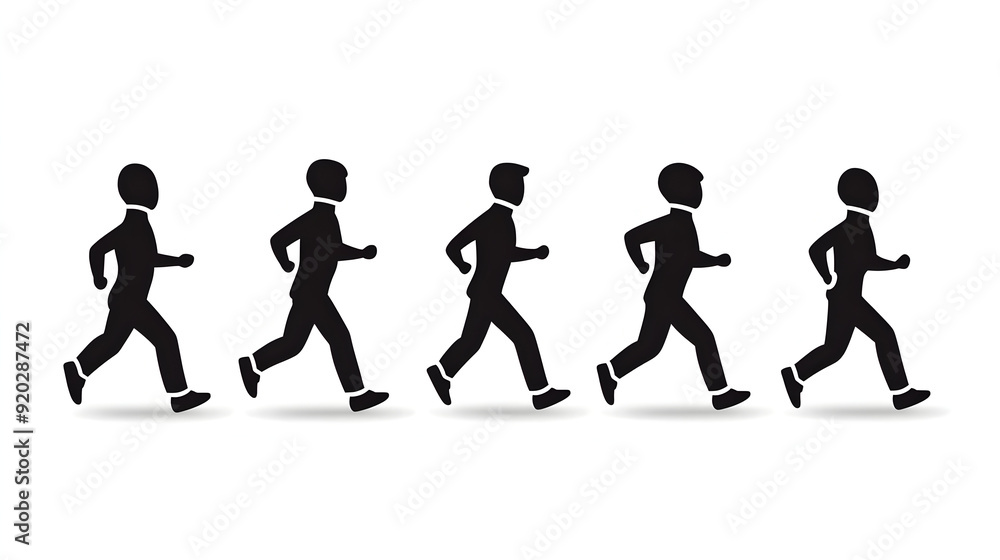 Silhouette sequence of a person running, illustrating motion and activity. Silhouette sequence of a person running, illustrating motion and activity.
