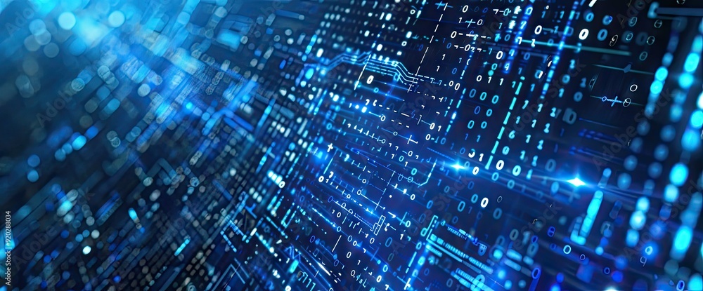 Obraz premium Abstract Digital Data Flow with Binary Code