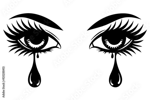 Eyes with tears art vector illustration