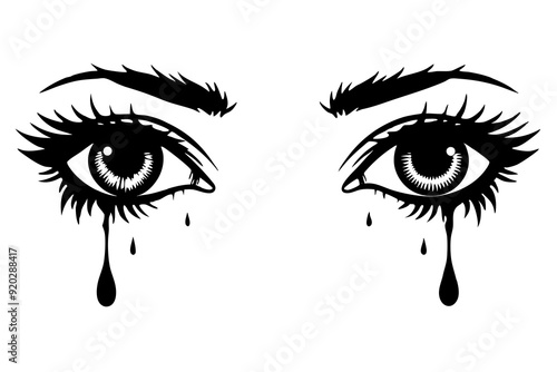 Eyes with tears art vector illustration