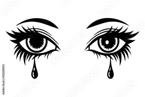 Eyes with tears art vector illustration