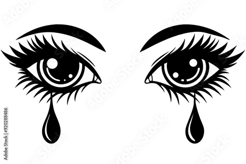 Eyes with tears art vector illustration