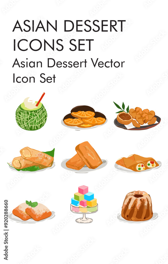 Asian dessert logo vector icon set Asian dessert logo vector icon set