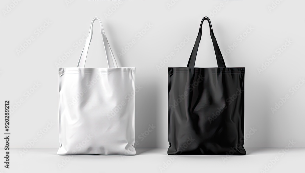 Blank White and Black Tote Bags Mockup Blank White and Black Tote Bags Mockup