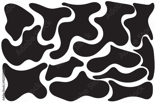 Abstract liquid shapes. Organic flat blobs. Irregular fluid bubbles. Random wavy spots and curvy elements. Amoeba rectangle box set.