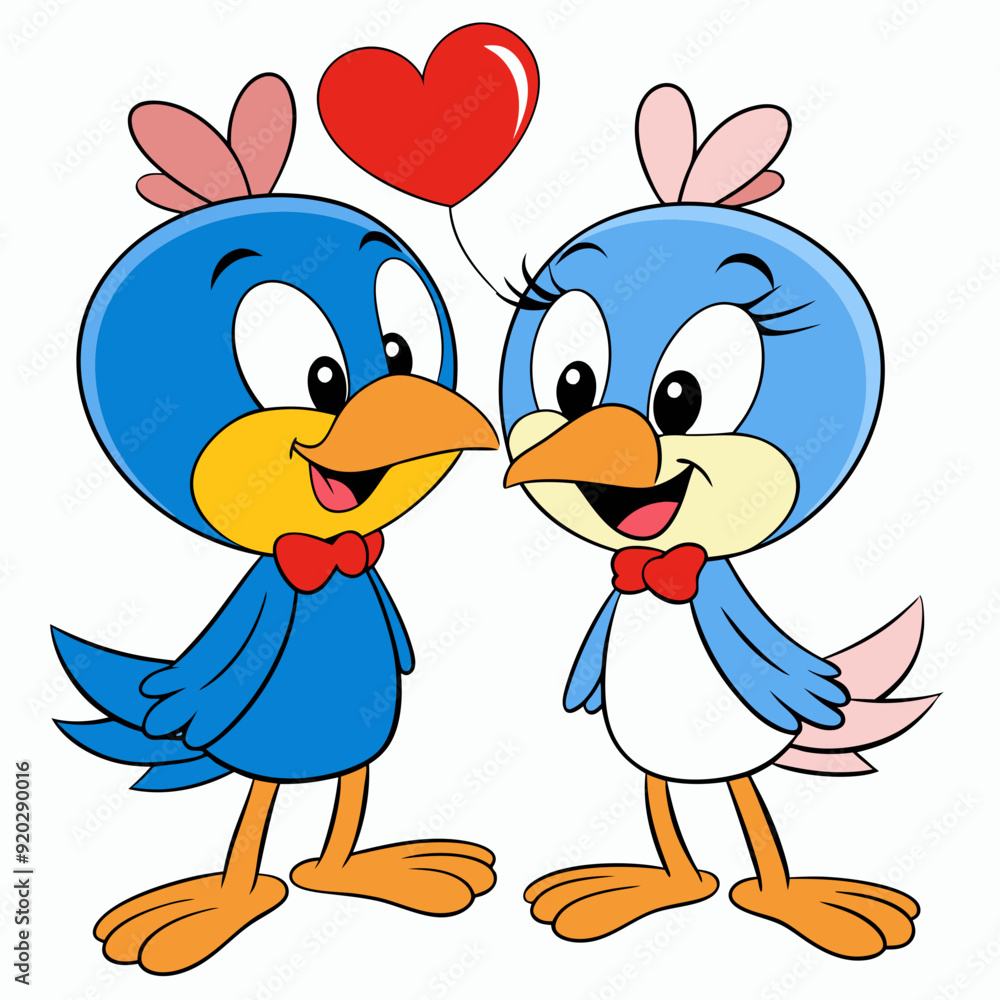 Obraz premium Two love birds art vector illustration
