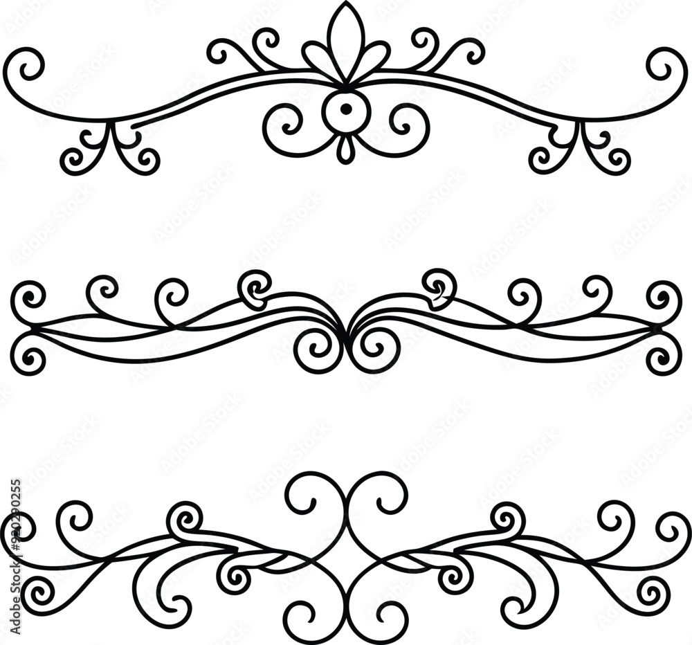 classic calligraphy retro scroll dividers line art illustration classic calligraphy retro scroll dividers line art illustration