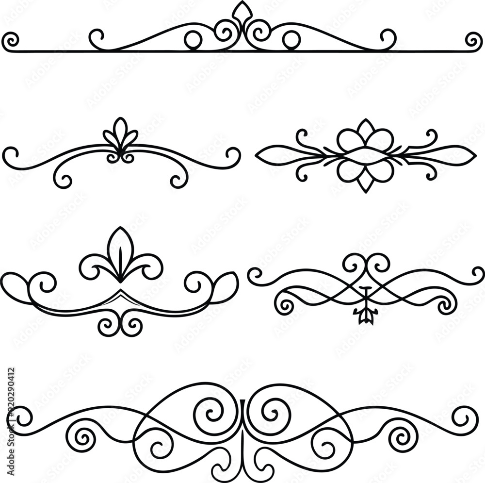 classic calligraphy retro scroll dividers line art illustration classic calligraphy retro scroll dividers line art illustration