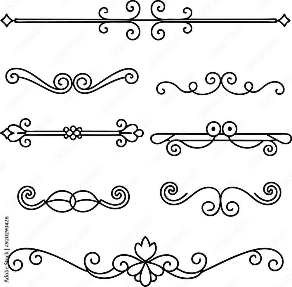 classic calligraphy retro scroll dividers line art illustration classic calligraphy retro scroll dividers line art illustration