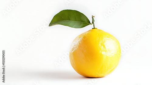 Single Yuzu fruit on white background. Generative AI illustration 