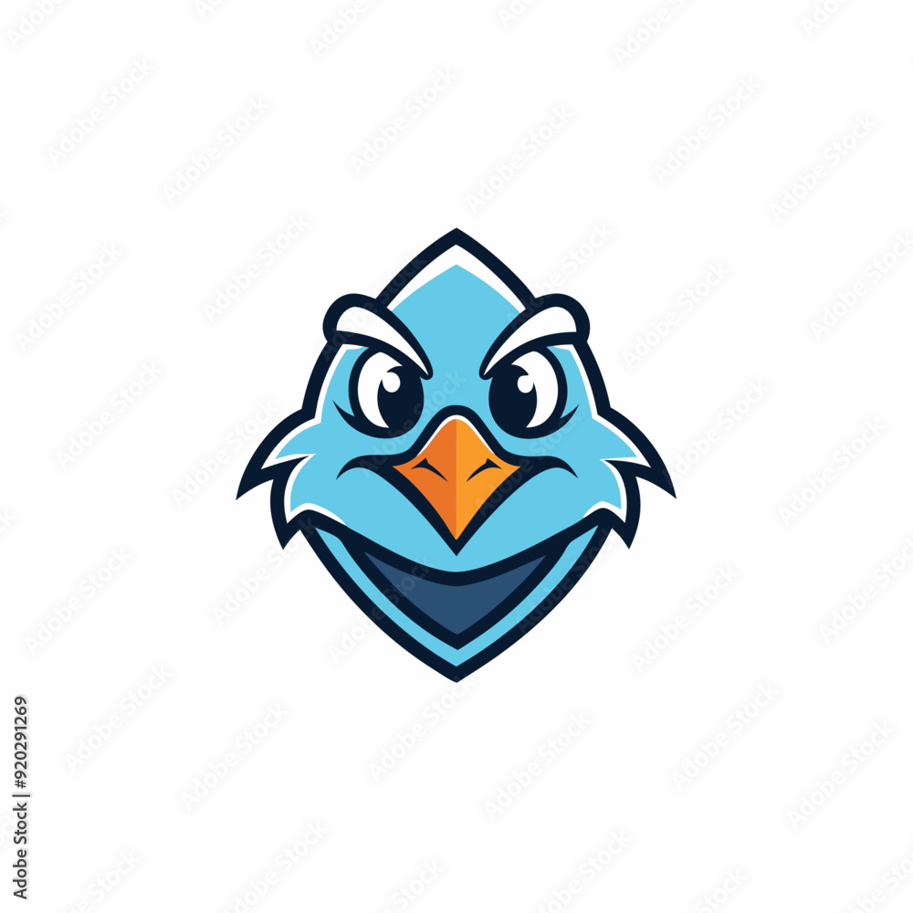 Fototapeta premium Simple line bird gaming mascot logo isolated vector art Illustration 