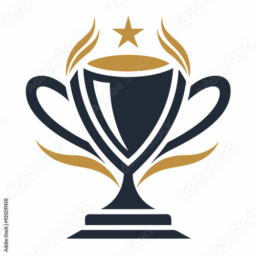 Trophy cup icon logo design vector art illustration