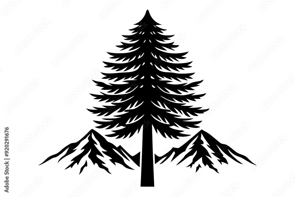 A tall cedar tree art vector illustration A tall cedar tree art vector illustration