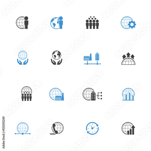 Universal business management and human resources icon set. Universal icons for web and mobile. Vector.	