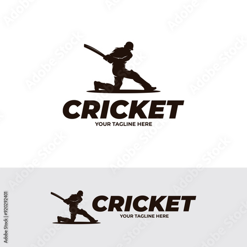 Cricket player logo design template