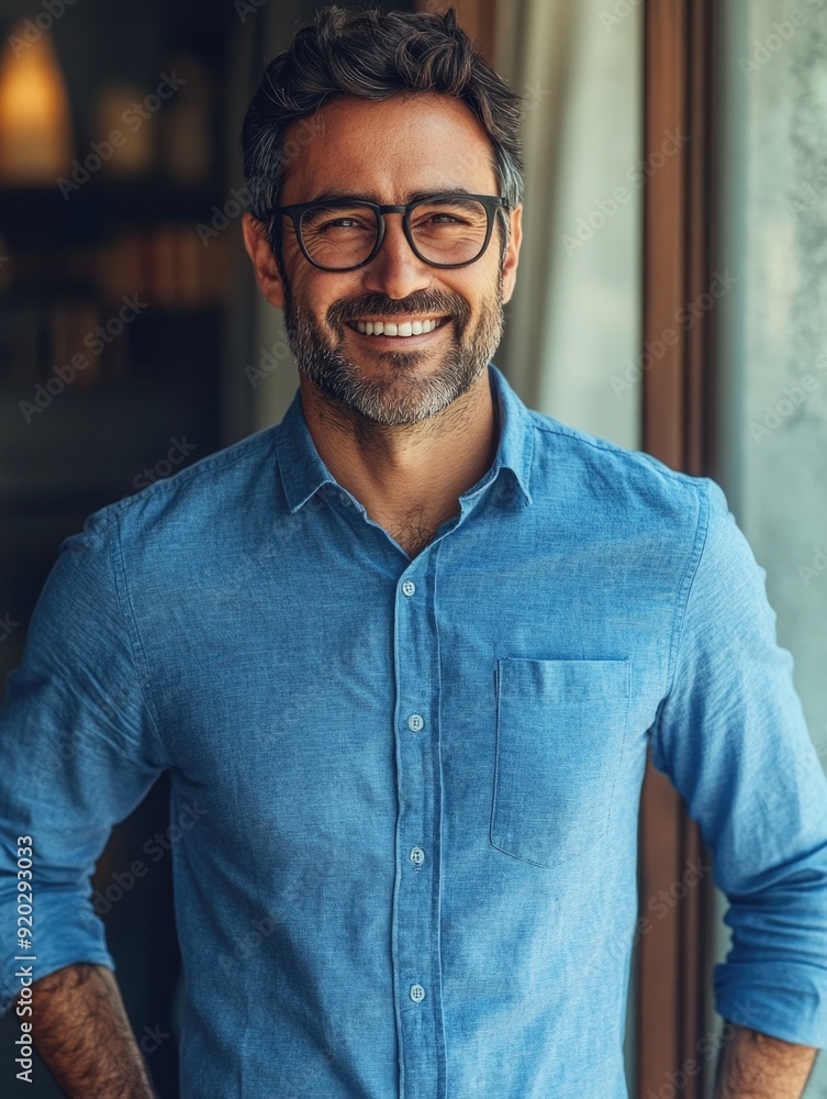 Man Wearing Glasses and Blue Shirt Man Wearing Glasses and Blue Shirt