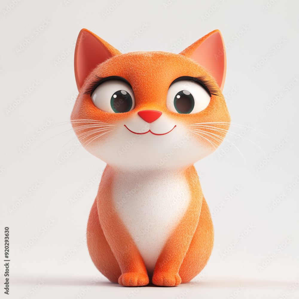 Cute Orange Cat Character on a White Background Cute Orange Cat Character on a White Background