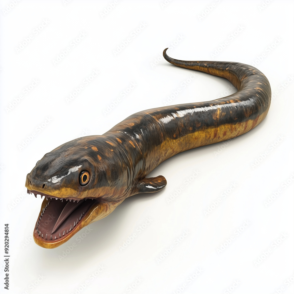 Naklejka premium Friendly Eel Character for Children on White Background
