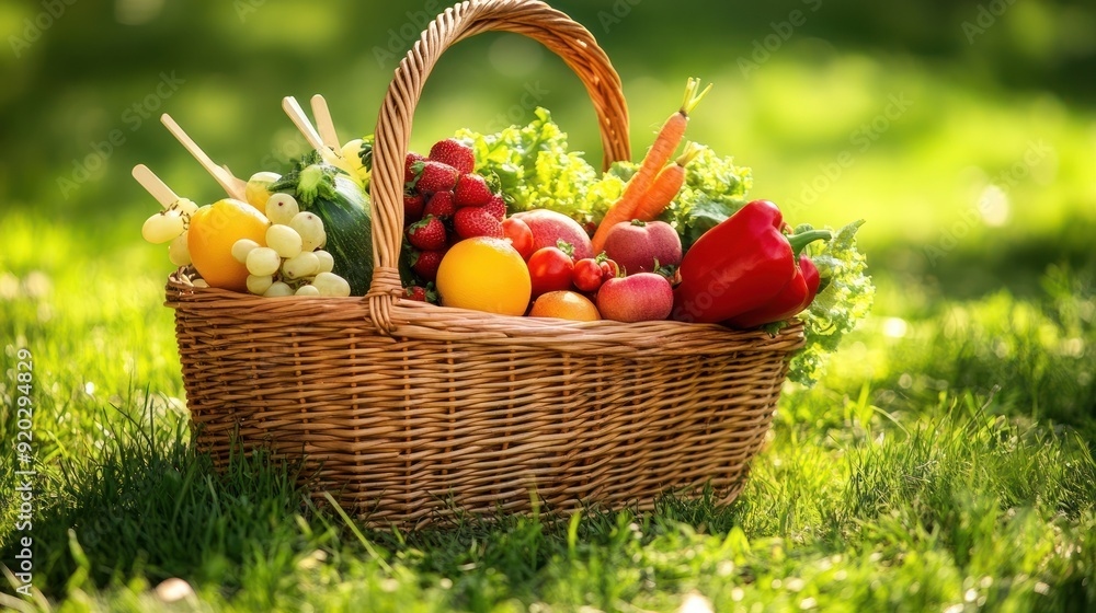 Fresh Produce in a Wicker Basket Fresh Produce in a Wicker Basket