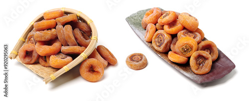 dried persimmon on white background 