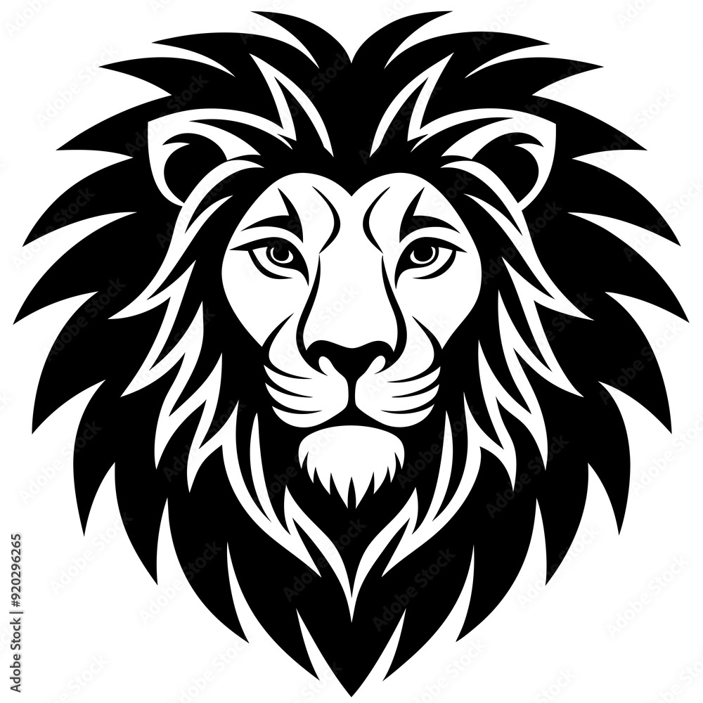 Fototapeta premium Lion head icon silhouette vector art illustration 