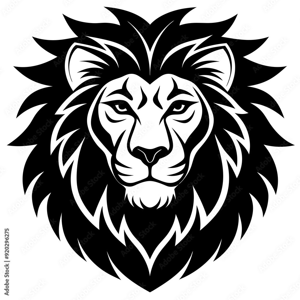 Fototapeta premium Lion head icon silhouette vector art illustration 