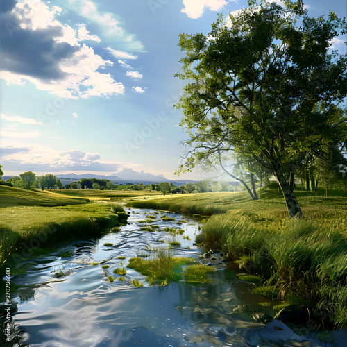 landscape with river and sky,
landscape with river