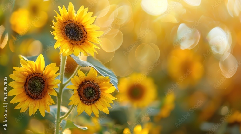 Sunflowers in a Field of Golden Light Sunflowers in a Field of Golden Light