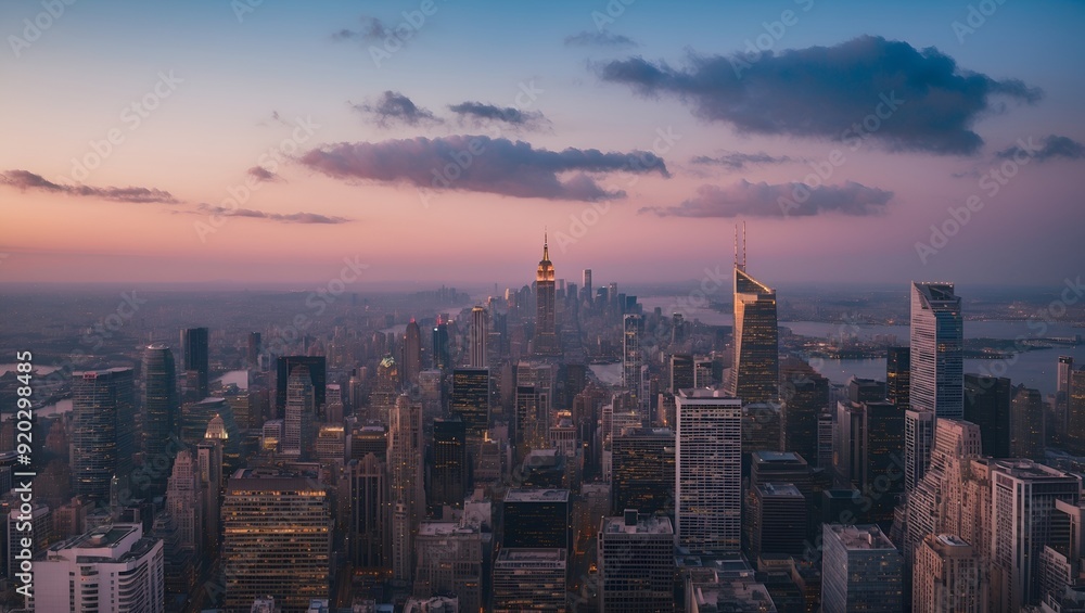 Obraz premium city skyline at sunset