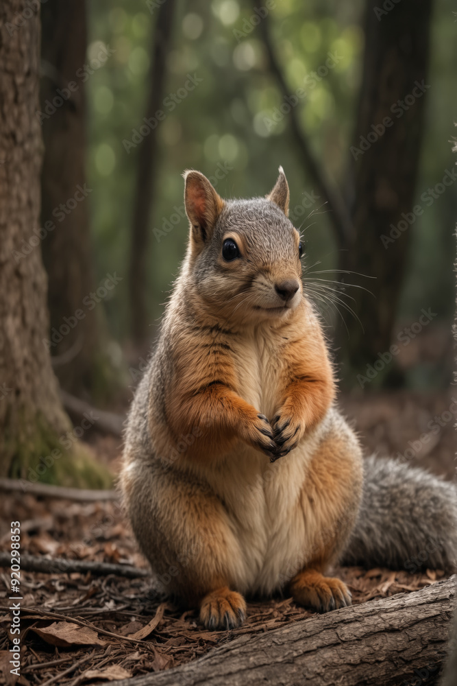 Fototapeta premium Curious Squirrel in the Forest