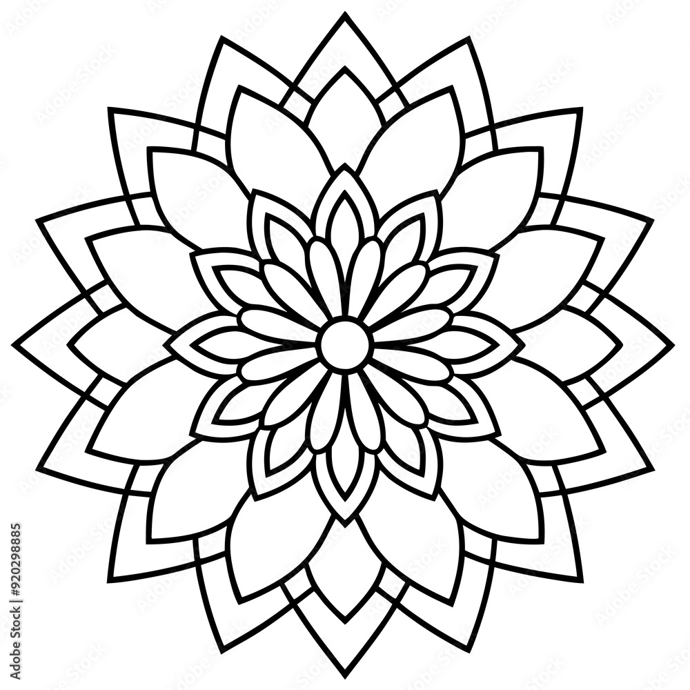 Floral Mandala line art vector art, Mandala Icon black Clipart isolated on a White Background
Floral Mandala line art vector art, Mandala Icon black Clipart isolated on a White Background