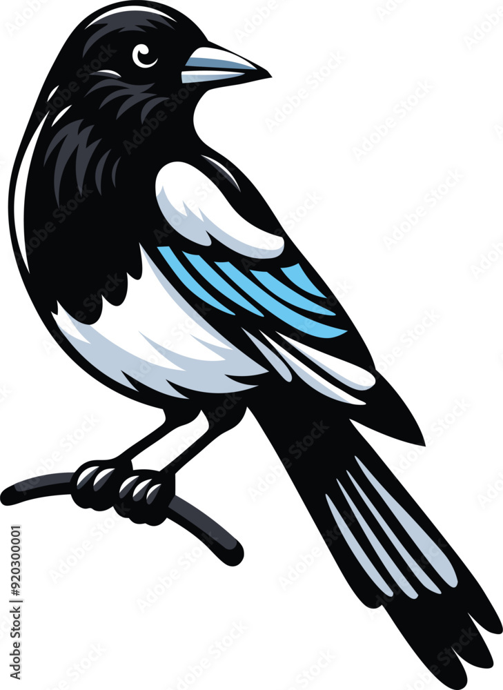 Naklejka premium Cute magpie bird cartoon vector art illustration