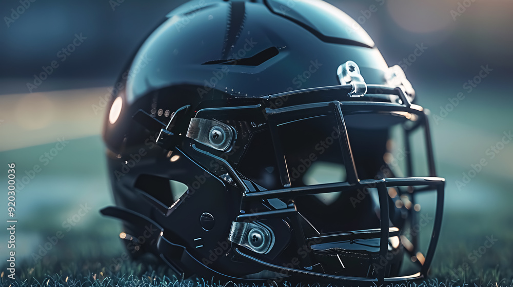 Fototapeta premium A football helmet with another helmet on top.