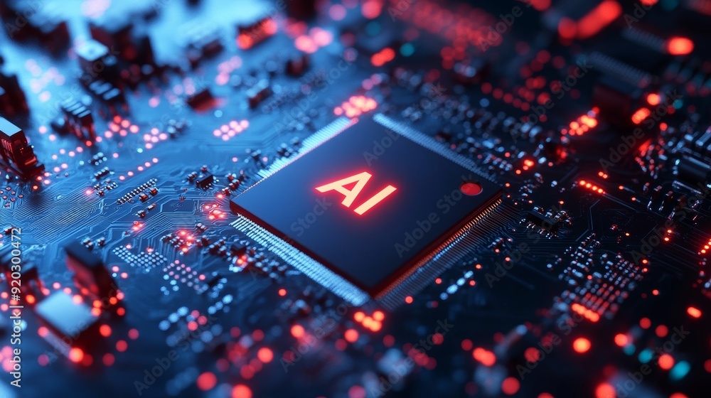 Printed Circuit Board with Main Chip and AI Technology for Robotics and Electronics Generative AI Printed Circuit Board with Main Chip and AI Technology for Robotics and Electronics Generative AI