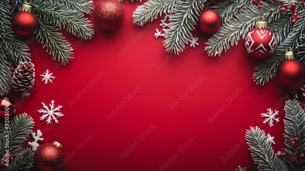 Merry Christmas and Happy New Year with Red Color Background Generative AI Merry Christmas and Happy New Year with Red Color Background Generative AI