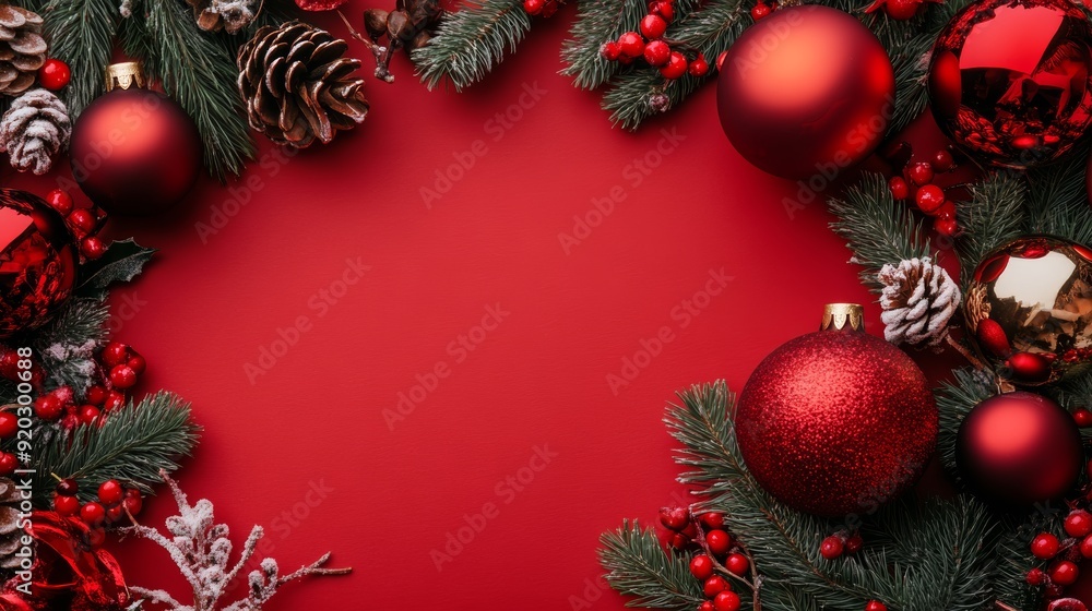 Merry Christmas and Happy New Year with Bright Red Color Background Generative AI Merry Christmas and Happy New Year with Bright Red Color Background Generative AI