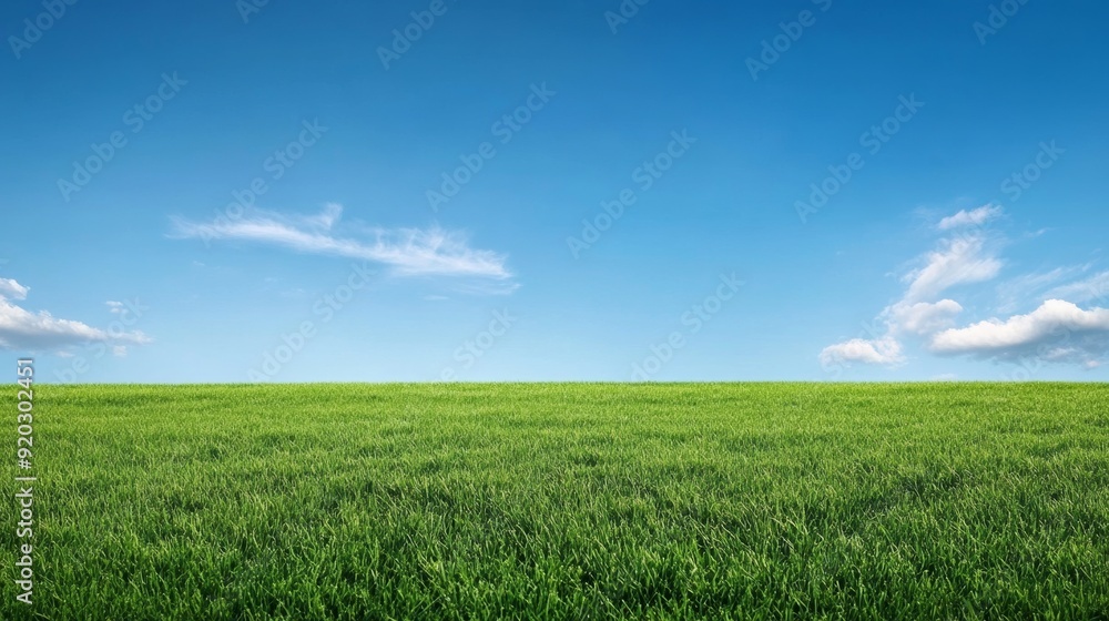 Serenity of Nature: Endless Green Grass Field Under Clear Blue Sky Generative AI Serenity of Nature: Endless Green Grass Field Under Clear Blue Sky Generative AI